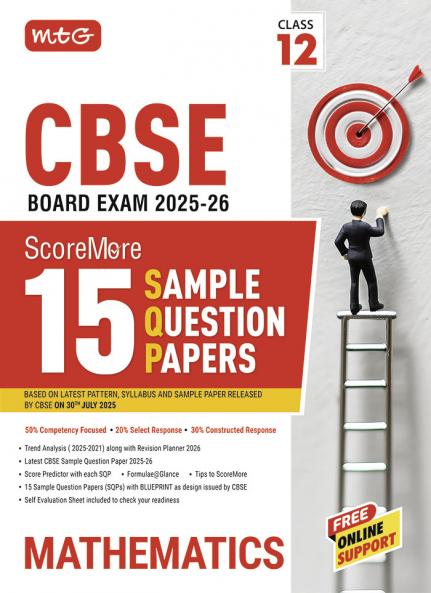 MTG CBSE Class 12 ScoreMore 15 Sample Papers Mathematics Book For 2025-2026 Board Exam | Chapter-wise Competency-Based Questions (CBQs) | Based on Latest CBSE Pattern & Syllabus