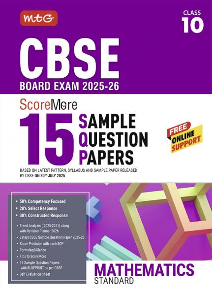 MTG CBSE Class 10 ScoreMore 15 Sample Papers Mathematics Standard Book For 2025-2026 Board Exam | Chapter-wise Competency-Based Questions (CBQs) | Based on Latest CBSE Pattern & Syllabus