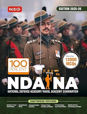MTG 100 Percent NDA-NA Previous 7 Years Chapterwise Topicwise Solved Papers (NDA/NA PYQ Book) For 2025-26 Exam | Comprehensive Theory with 12000+ MCQs & Practice Paper