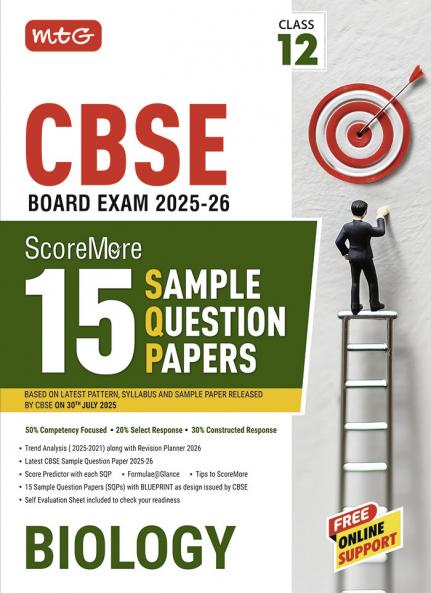 MTG CBSE Class 12 ScoreMore 15 Sample Papers Biology Book For 2025-2026 Board Exam | Chapter-wise Competency-Based Questions (CBQs) | Based on Latest CBSE Pattern & Syllabus