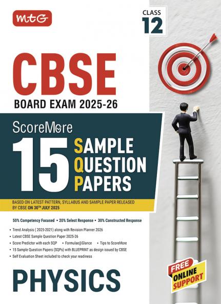 MTG CBSE Class 12 ScoreMore 15 Sample Papers Physics Book For 2025-2026 Board Exam | Chapter-wise Competency-Based Questions (CBQs) | Based on Latest CBSE Pattern & Syllabus