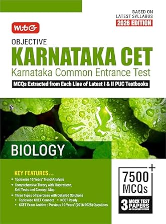 MTG Objective Karnataka CET (KCET) Biology Book For 2026 Exam | Topicwise Comprehensive Theory with Previous 10 Years Solved Question Papers & 7500+ MCQs | KCET PYQs & Mock Test Papers