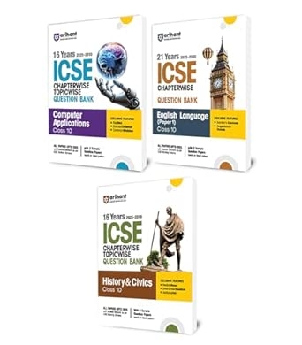 Arihant  ICSE Chapterwise-Topicwise Question Bank English Language(Paper 1)  Computer Application History & Civics Class 10