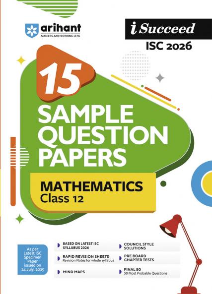 I Succeed ISC 2026 15 Sample Question Papers Mathematics Class 12
