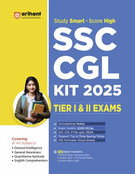 Arihant SSC CGL Kit 2025 for Tier 1 & 2 | Complete Guide with 3000+ MCQs SSC CGL PYQs till 2024 Topicwise Notes Tips & Tricks | All Subjects Covered | English Medium