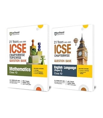 Arihant 21 Years ( 2025-2005 ) ICSE Chapterwise-Topicwise Question Bank Mathematics and English Language(Paper 1) Class 10