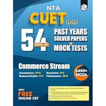 PW NTA CUET (UG) Commerce Stream 54 Past Years Solved Papers (2025-2022) & Mock Tests For Exam 2026 | 2450+ MCQs with Free Online CBT