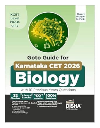 GoTo Guide for Karnataka CET 2026 Biology with Previous Year Questions | 3 Mock Tests | 100% Solutions | To-the-Point Theory + Mind Maps | 4000+ MCQs