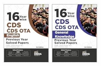Disha Combo (2 Books) 16 Year-wise CDS OTA English & General Knowledge Previous Year Solved Papers (2018 - 2025) Phase I & II  3rd Edition | Combined Defence Services PYQs
