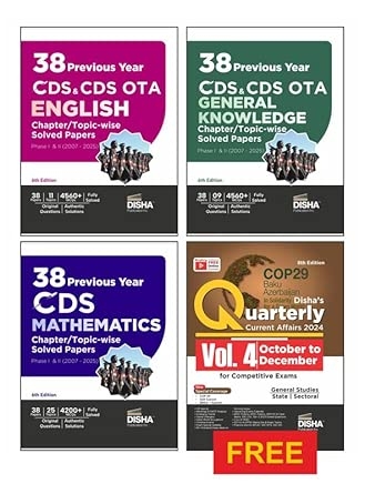 Disha Combo (4 Books) 38 Topic-wise CDS Mathematics English & General Knowledge Previous Year Solved Papers (2007 - 2025) Phase I & II with Free Quarterly Magazine Issue - 4th Edition | Question Bank