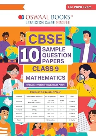 Oswaal CBSE 10 Sample Question Papers Class 9 Mathematics for 2026 Exam | Strictly as per Latest Syllabus Recommended by Topper's Includes Solved Papers Mind Maps Revision Notes & Competency-Based Qs