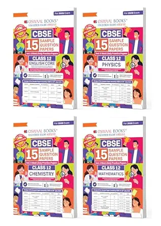 Oswaal CBSE 15 Sample Question Papers Class 12 English Physics Chemistry & Mathematics (Set of 4 Books) for 2026 Board Exam (As per CBSE Sample Question Paper issued on 30 July 2025) recommended by 2025 CBSE Toppers with Chapter wise Highly Probable Questions includes 5 Most Likely SQPs & all types of CBQs