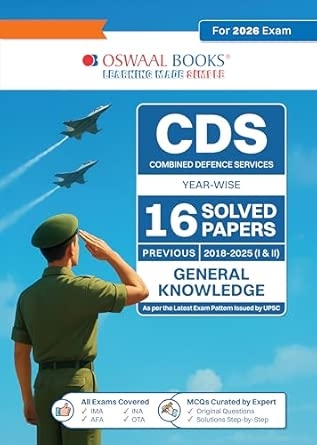 Oswaal CDS (Combined Defence Services) 16 Solved Papers Year-wise 2018-2025 (I & II) | General Knowledge