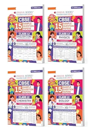 Oswaal CBSE 15 Sample Question Papers Class 12 English Physics Chemistry & Biology (Set of 4 Books) for 2026 Board Exam (As per CBSE Sample Question Paper issued on 30 July 2025) recommended by 2025 CBSE Toppers with Chapter wise Highly Probable Questions includes 5 Most Likely SQPs & all types of CBQs