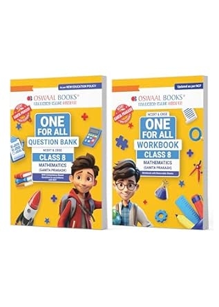 Oswaal One For All Question Bank + One For All Workbook (NCERT & CBSE) Class 8 Mathematics (Set of 2 Books) | Updated As Per NCF For Latest Exam