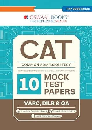 Oswaal CAT (COMMON ADMISSION TEST) | 10 Mock Test Papers| For 2026 Exam