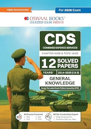 Oswaal CDS Chapter-wise & Topic-wise 12 Years' Solved Papers 2014-2025 (I &II) | - General Knowledge