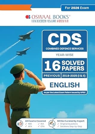Oswaal CDS (Combined Defence Services) 16 Solved Papers Year-wise 2018-2025 (I & II) | English