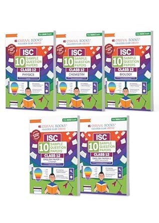 Oswaal ISC 10 Sample Question Papers Class 12 (Set of 5 Books) Physics Chemistry Biology English Paper 1 & 2 For 2026 Board Exam (Based On The Latest CISCE/ICSE Specimen Paper)With Competency-Based Questions Mind Maps On-Tips Notes Solved MCQs Revision with Explanations