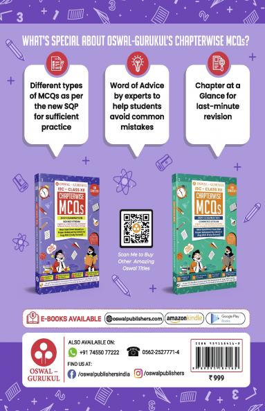 Chapterwise MCQs Book for Science Stream : ISC Class 12 for Semester I 2021 Exam