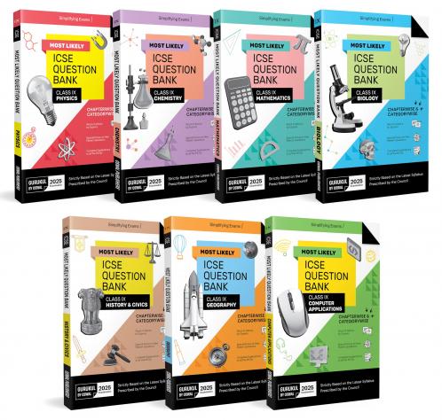 Gurukul by Oswal Most Likely ICSE Question Bank Class 9 Bundles (Set of 7) : Physics Chemistry Maths Biology History & Civics Geography Computer Applications for Exam 2025