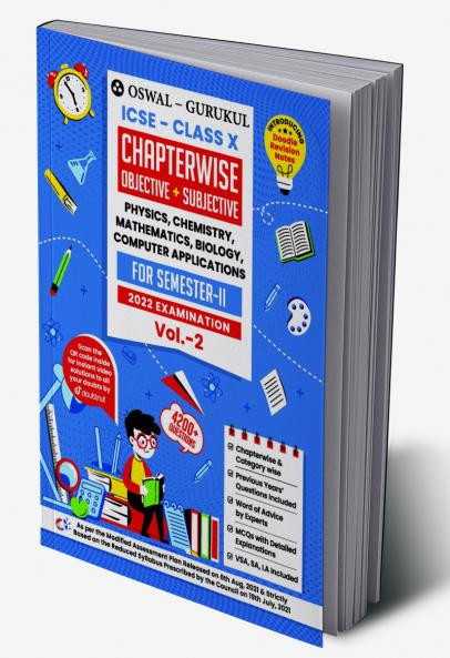 Oswal-Gurukul Chapterwise Objective + Subjective Vol II for Physics Chemistry Mathematics Biology Computer Applications: ICSE Class 10 for Semester II 2022 Exam