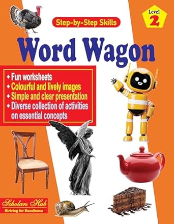 Scholars Hub Step by Step Skills- Scrambled Words Level 1 (Colourful Fun Learning Activity Worksheets for Kids} | For Ages 4-7 Years | Words Learning Book for Kids| Interactive Tearable Worksheets for Kids | With Answers