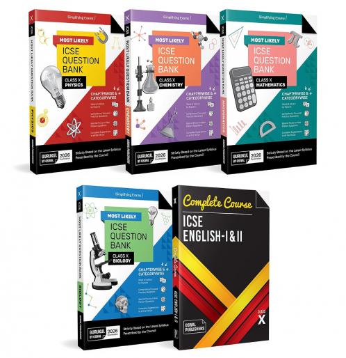 Gurukul By Oswal Most Likely ICSE Question Bank Class 10 Bundles (Set of 5) : Physics Chemistry Maths Biology & English I & II for Exam