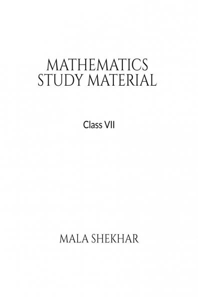 Mathematics Study Material for Class 7