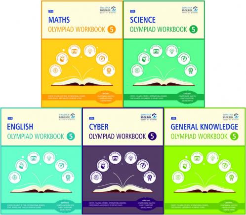 SBB Maths Science Cyber English & GK Olympiad Workbook Combo  - Class 5