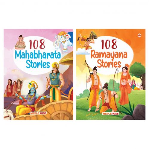 Stories from the Ramayana and the Mahabharata (Set of 2 Books) (Illustrated) - Story Books for kids
