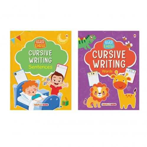 Cursive Writing Books - Words and Sentences (Set of 2 Handwriting Books) - Level 2 - Practice Workbooks for Kids - Age 3-7