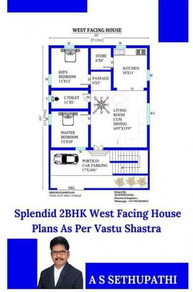 Buy Splendid 2BHK West Facing House Plans As Per Vastu Shastra Book ...