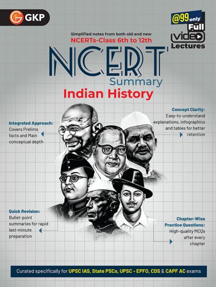 Buy GKP UPSC NCERT 2025 : Class 6 to 12 - Indian History for Civil ...