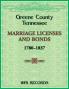 Greene County Tennessee Marriage Licenses and Bonds 1780-1837