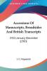Accessions Of Manuscripts Broadsides And British Transcripts