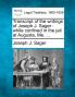 Transcript of the Writings of Joseph J. Sager: While Confined in the Jail at Augusta Me. ...