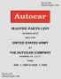 Autocar Master Parts List Covering Units Built for United States Army 1940-1942