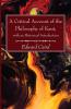 A Critical Account of the Philosophy of Kant with an Historical Introduction