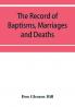 The Record of Baptisms Marriages and Deaths and Admissions to the church and dismissals therefrom Transcribed from the church records in the Town of Dedham Massachusetts 1638-1845. Also all the Epitaphs in the Ancient Burial Place in Dedham Together