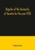 Register of the University of Toronto for the year 1920