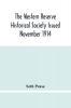 The Western Reserve Historical Society Issued November 1914 Part I Articles Of Incorporation Officers-Membership; Annual Report For 1913-1914 Part Ii Seth Pease'S Journals To And From New Connecticut 1796-1798
