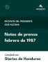 Notas de Prensa febrero de 1987