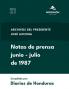 Notas de Prensa junio a julio de 1987