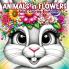 Animals in Flowers Adult Coloring Book