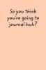 So You Think You Want To Journal?