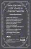 SHAKESPEARE’S LOST YEARS IN LONDON 1586-1592