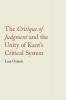 The <i>Critique of Judgment</i> and the Unity of Kant's Critical System