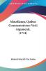 Miscellanea Quibus Commentationes Varii Argumenti (1734)