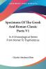 Specimens of the Greek and Roman Classic Poets: In a Chronological Series from Homer to Tryphiodorus: 1